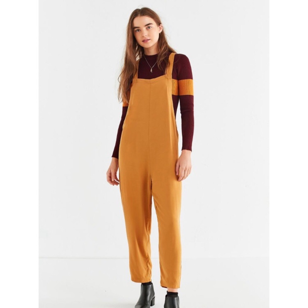 UO Relaxed Fit Overalls in Burgundy